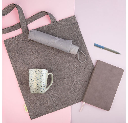 Набор подарочный DUSTYROSE: кружка, ручка, зонт, бизнес-блокнот, сумка, серый/голубой