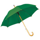 Зонт-трость с деревянной ручкой, полуавтомат; зеленый; D=103 см, L=90см; 100% полиэстер