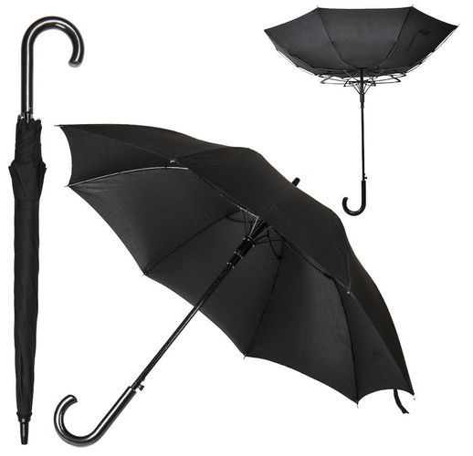 Зонт-трость ANTI WIND, полуавтомат, пластиковая ручка, черный; D=103 см