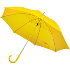 Зонт-трость с пластиковой ручкой, механический; желтый; D=103 см; 100% полиэстер; шелкография