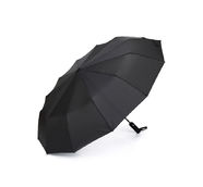 Зонт складной мужской TORBER, автомат, 3 сложения, черный, каркас сталь/файбергласс, эпонж, пластиковая ручка, диаметр 103 см