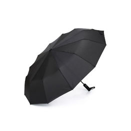 Зонт складной мужской TORBER, автомат, 3 сложения, черный, каркас сталь/файбергласс, эпонж, пластиковая ручка, диаметр 103 см
