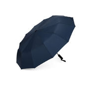 Зонт складной мужской TORBER, автомат, 3 сложения, синий, каркас сталь/файбергласс, эпонж, пластиковая ручка, диаметр 103 см