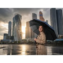 Зонт складной с УФ-защитой Ribstar, темно-синий