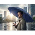 Зонт обратного сложения inLoop с ручкой-карабином, темно-синий